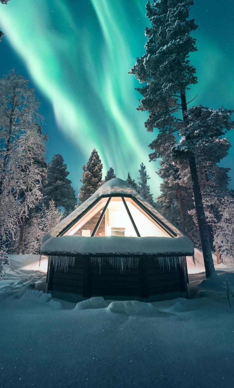 真冬の夜の夢、
オーロラが見える
イグルー宿