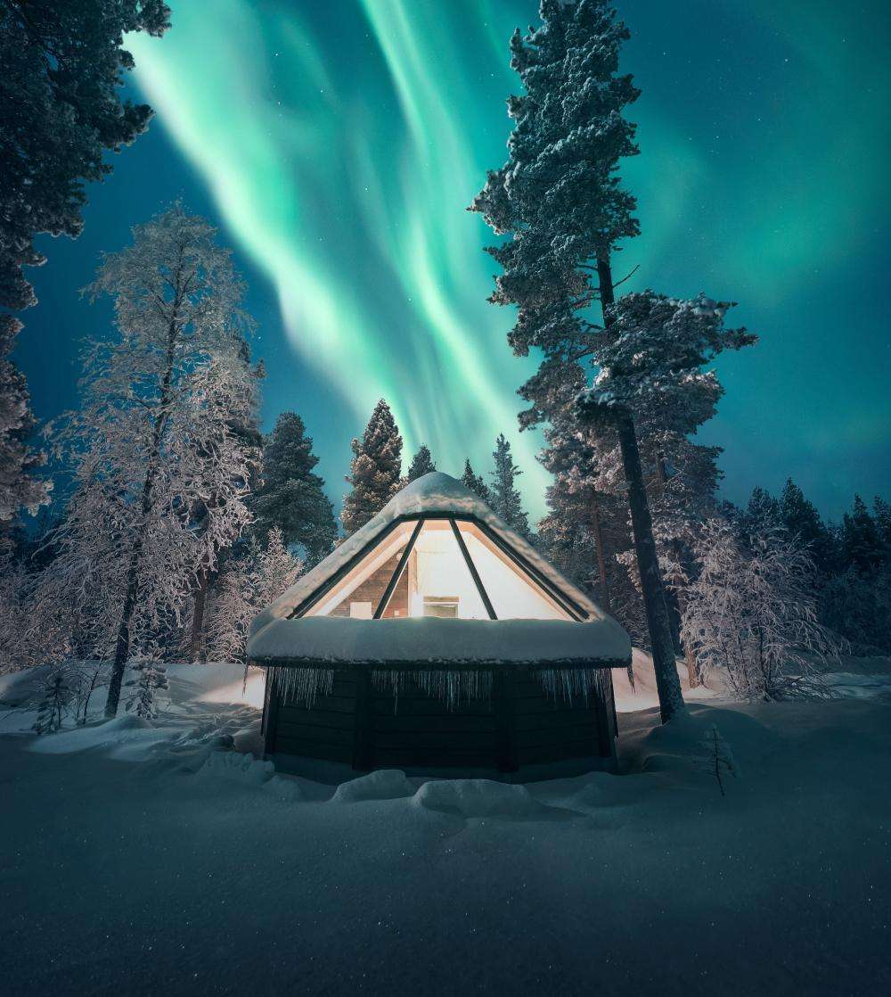 真冬の夜の夢、 オーロラが見える<br/>イグルー宿